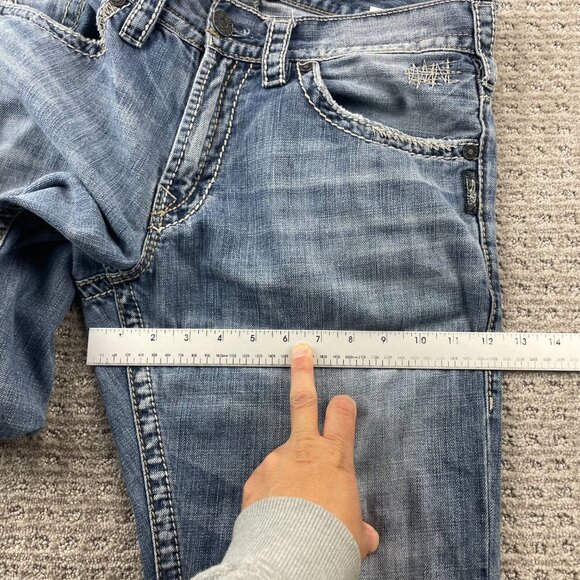 Silver Jeans Zac Men Size W33 / L34 Denim Pants Washed Blue Straight Leg Casual - Picture 14 of 16